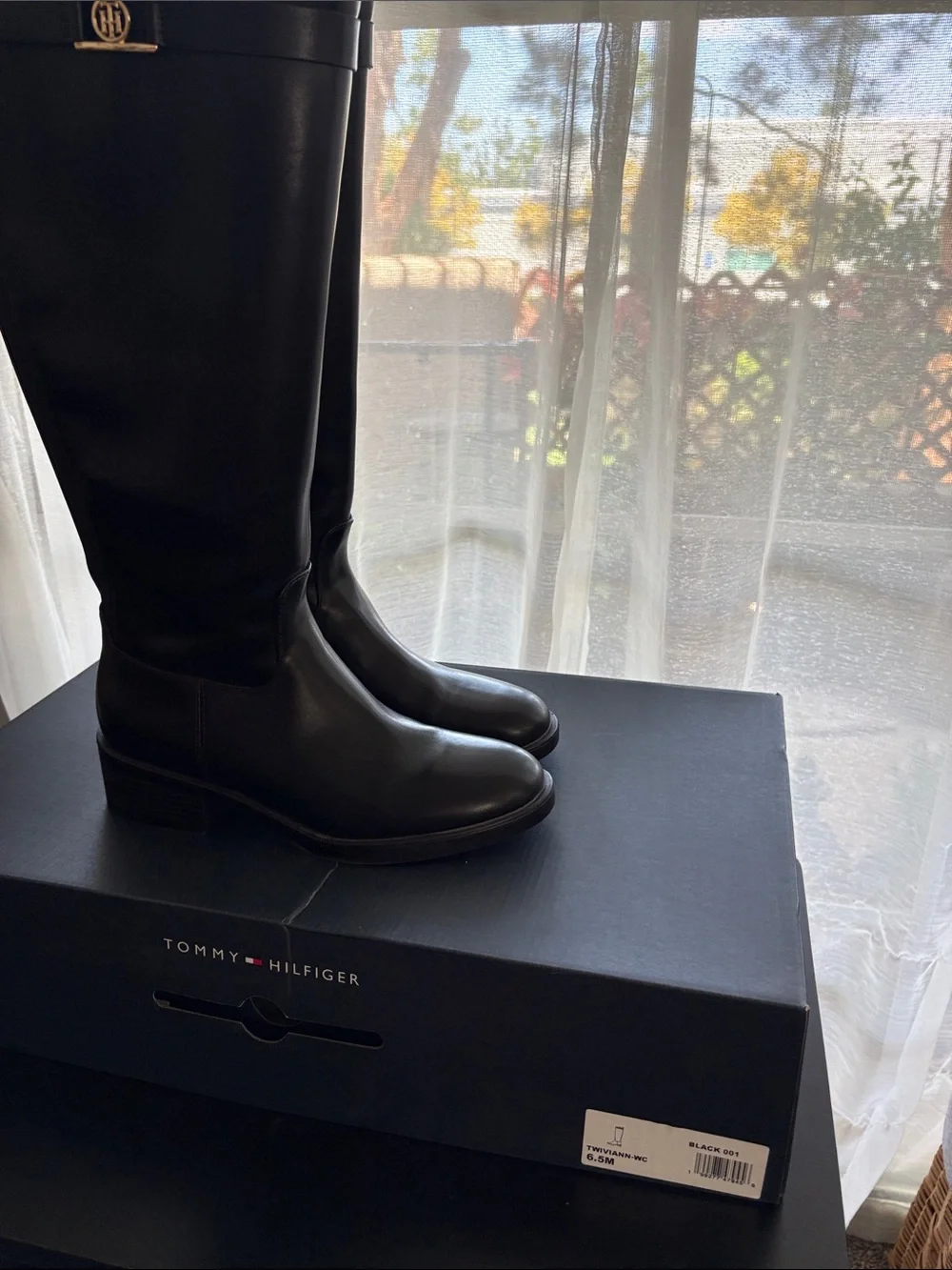 Tommy Hilfiger Black Over-the-Knee Riding Boots Wide Calf